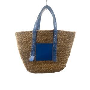 NWOT TIME and Tru Straw Tote Beach Bag Yellow Accents